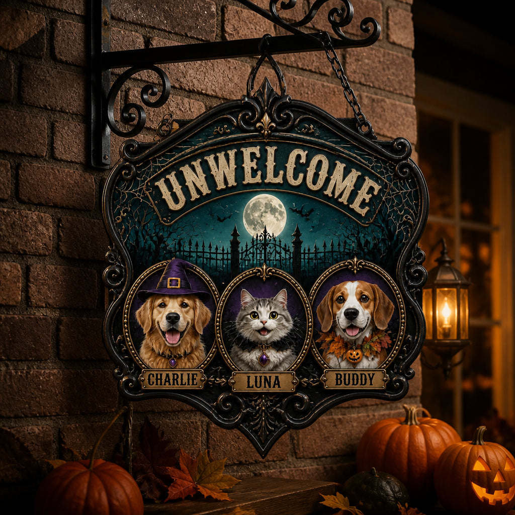 Halloween UNWELCOME Haunted Pets – Custom Photo UV Metal Sign - Personalized Cut Metal Sign UV Printed ef3fdc37-4ab1-4380-9bd6-0bc53ee2aa25.jpg