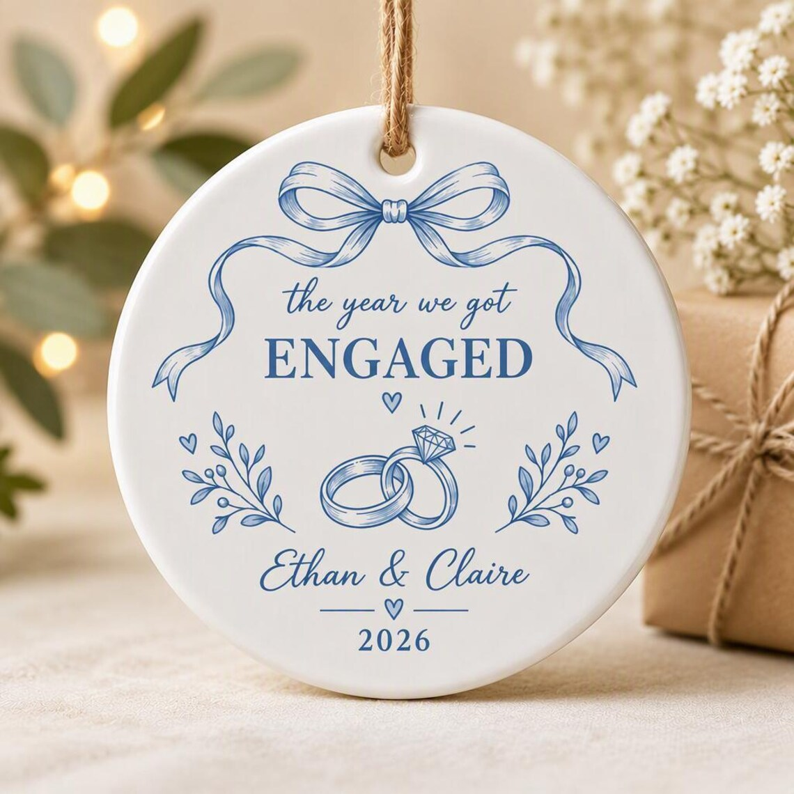 Engagement Ceramic Ornament, Personalized Couple Christmas Keepsake, The Year We Got Engaged Proposal Gift ef6c0911-1188-4075-a09c-ae5c9f2eecb5-2_converted.png