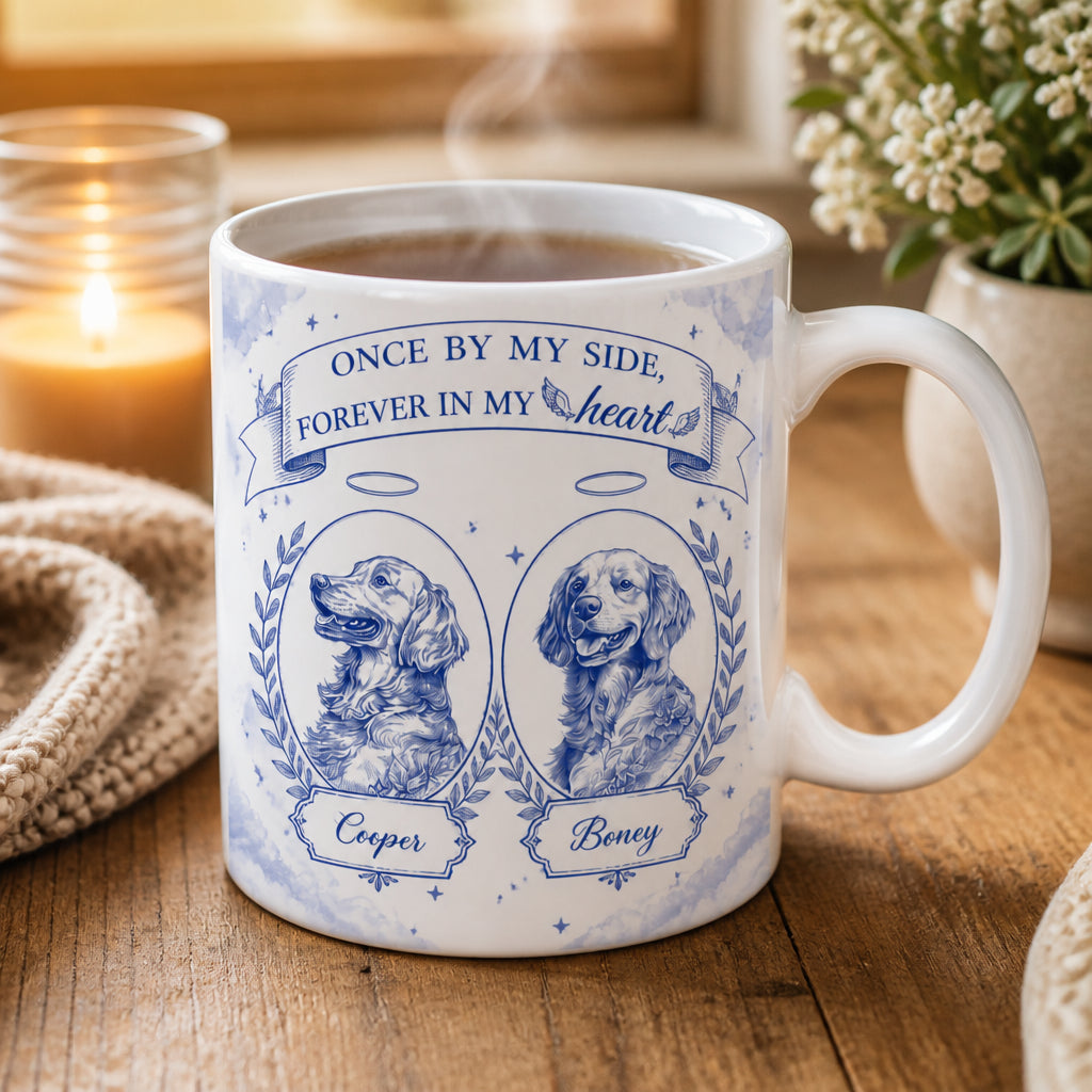 Pet Memorial Mug – Once By My Side, Forever In My Heart (2 Pets, Names) - Personalized Mug ef6d7b62-7f2f-4f59-b0c5-e468b43affd7.jpg