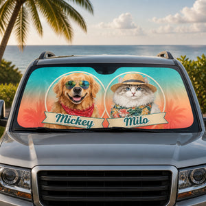 Custom Pet Portrait Auto Sun Shade – Tropical Medallions (2 Pets + Names) - Personalized Auto Sun Shade ef81d24e-f8cd-4bef-97ae-d499c7f03c1f.jpg