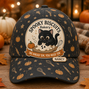 Spooky Biscuits Bakery AOP Cap – Black Cat Halloween (Personalized Name) - Personalized All Over Print Cap ef863022-f3d3-42a9-9bf0-c1df4ec66d55.png
