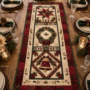 Quilted Christmas Patchwork Table Runner, Holiday Bell Decor ef8a6046-3354-4166-bfa4-97e5a835004a-1.jpg
