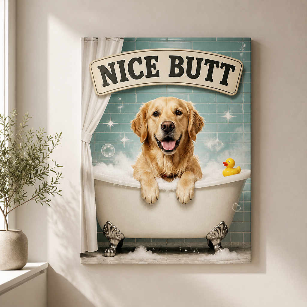 Nice Butt Custom Pet Bathroom Canvas - Personalized Canvas ef8b18d2-3f36-4aed-b9e6-fffebf968c1c.png