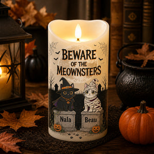 Halloween Beware of the Meownsters LED Candle — 2 Cat Names - Personalized Custom Led Flameless Candle efa32392-e4da-4d50-a6db-62bd6ac1703b.jpg