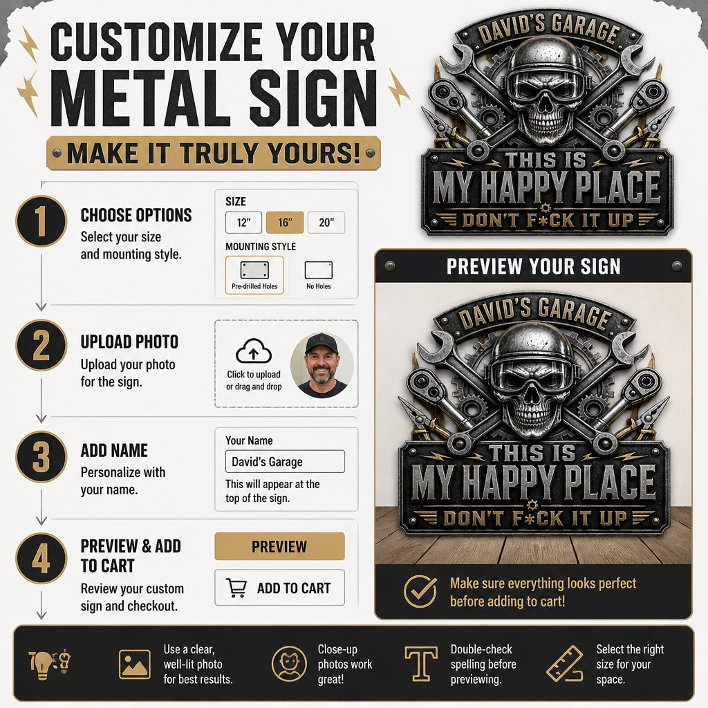 Personalized Garage Skull Metal Sign — This Is My Happy Place - Personalized Cut Metal Sign UV Printed efb00ea7-affd-4985-b559-d76833ebc6ca.jpg
