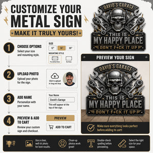 Personalized Garage Skull Metal Sign — This Is My Happy Place - Personalized Cut Metal Sign UV Printed efb00ea7-affd-4985-b559-d76833ebc6ca.jpg