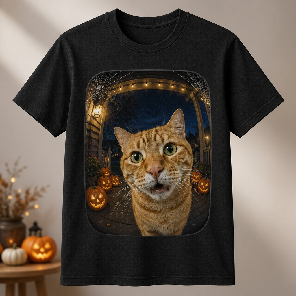 Personalized Halloween Doorbell Cam Pet T-Shirt - Personalized T-shirt efc920db-6797-45e6-ab22-c7995fac8b4c.png