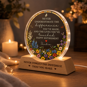 Retirement Wave Night Light Personalized Floral Retirement Window Decor, Colleague Retirement Keepsake, Retired Coworker