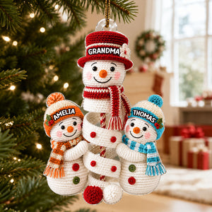 Cute Snowman Grandma & Grandkids - Personalized Acrylic Ornament - Christmas Gift for Grandma, Granddaughter, Grandson efe0984d-1c8b-404e-a22a-db68a1547089-6.jpg