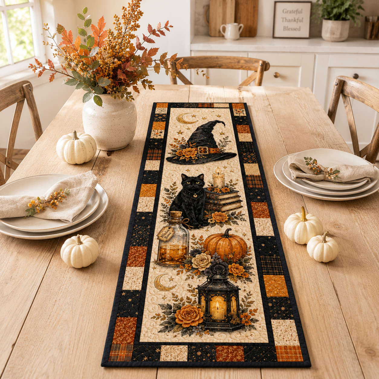 Witchy Halloween Quilted Table Runner, Black Cat Witch Hat & Pumpkin Patchwork Runner, Gothic Fall Table Decor efe9bc52-dddf-46d8-ad72-e3a6cccdb89c-Image-Aug-13-2026-01_39_52-PM-1-.png