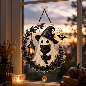 Cute Witch Ghost & Black Cat Halloween Metal Sign - 1 Layered Suncatcher with Charm eff8b9ab-15cb-4ffe-bfe0-e43cc17a08ac.jpg