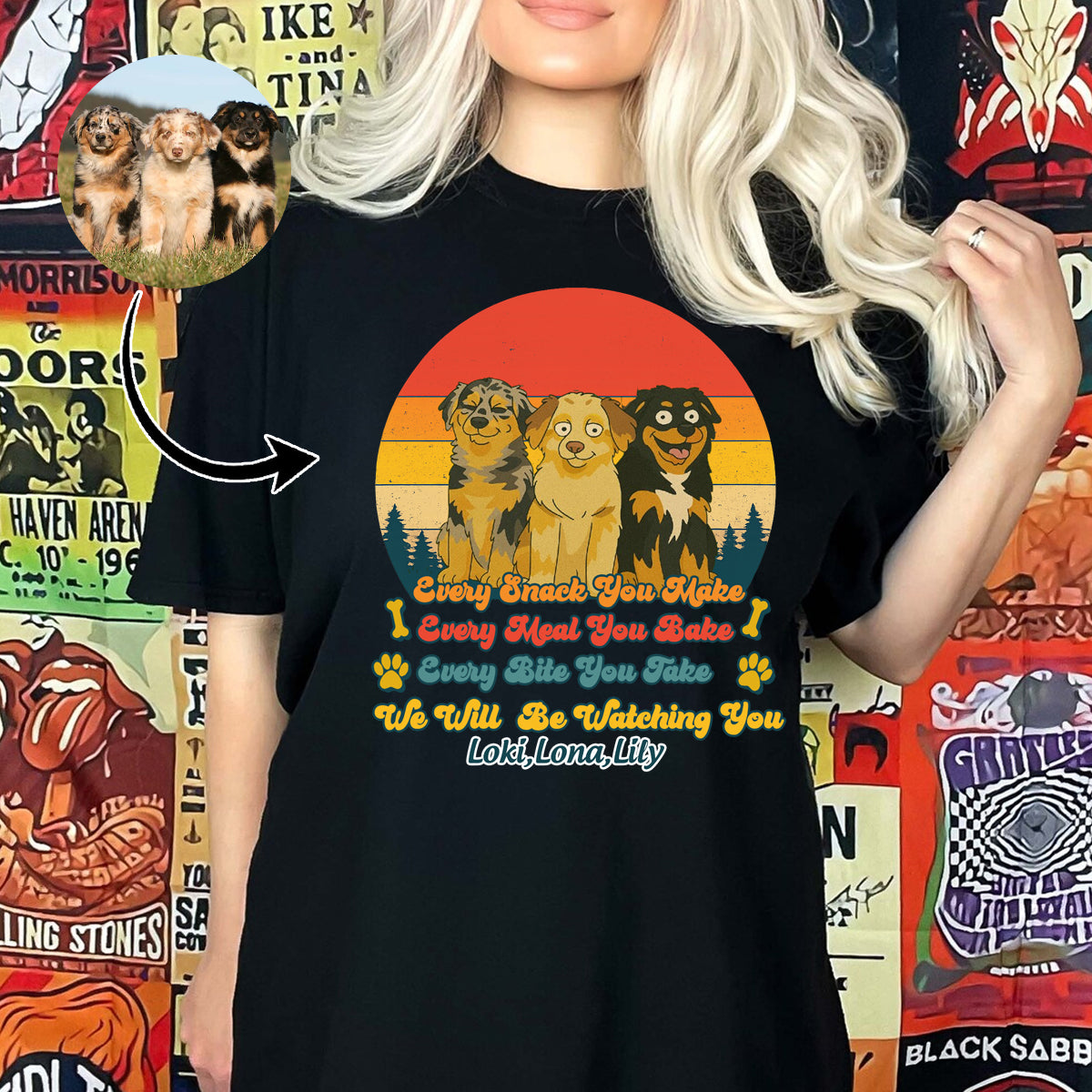 Every Snack You Make Every Meal You Bake (We'll) Be Watching You Shirt Personalized Dog Shirt Simpsonize Dog Shirt Dog Mom Shirt Dog Dad Shirt