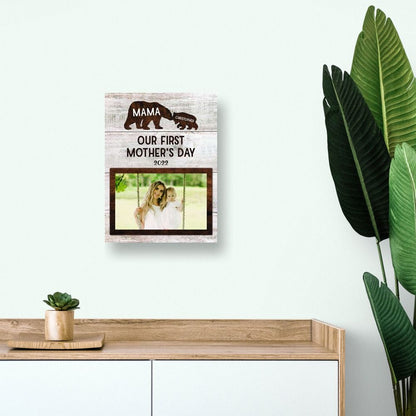 Mommy Baby First Mother's Day Gift Bear Photo Canvas Print, Mother Gift, New Mom To Be Gift