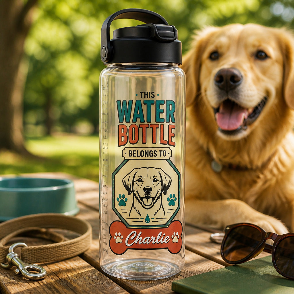 Dog Water Bottle – This Water Bottle Belongs To [Pet Name] (Modern Badge) - Personalized Water Tracker Bottle f007abd6-63ba-4a57-8a94-284ccaa948dd.jpg