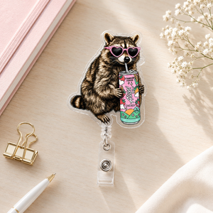 Raccoon Drinking Badge Reel, Funny Raccoon ID Holder, Retractable Nurse Badge Reel, Gift for Coworker, Office Badge Clip f021c506-6765-4560-9c83-07c7a35db4ba-2.png