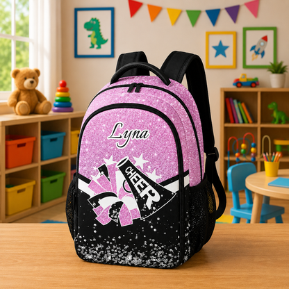 Personalized Cheer Backpack for Cheerleader Customized with Name Shoulder Bag Laptop Backpack for Boys Girls Men Women Casual Daypack Camping Bookbag for Cheer Team trainer Gift