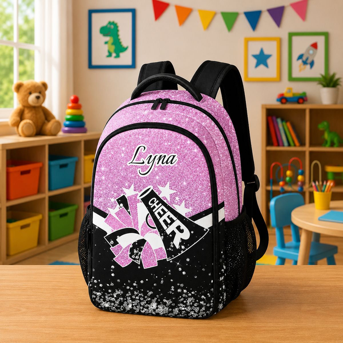 Personalized Cheer Backpack for Cheerleader Customized with Name Shoulder Bag Laptop Backpack for Boys Girls Men Women Casual Daypack Camping Bookbag for Cheer Team trainer Gift