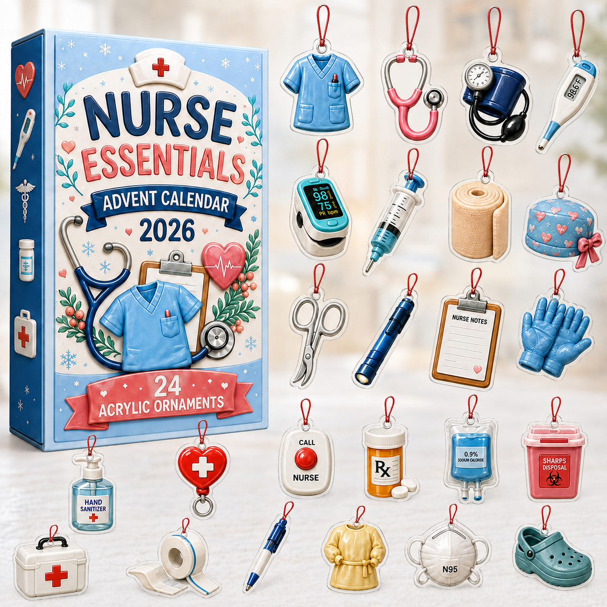 Nurse Essentials Advent Calendar 2026 - 24-Day Festive Countdown, Acrylic Charms Blind Box - Gift For Nurses f050dcab-f12c-4749-a4c8-5bd673b11668-box-charms-nurse.png