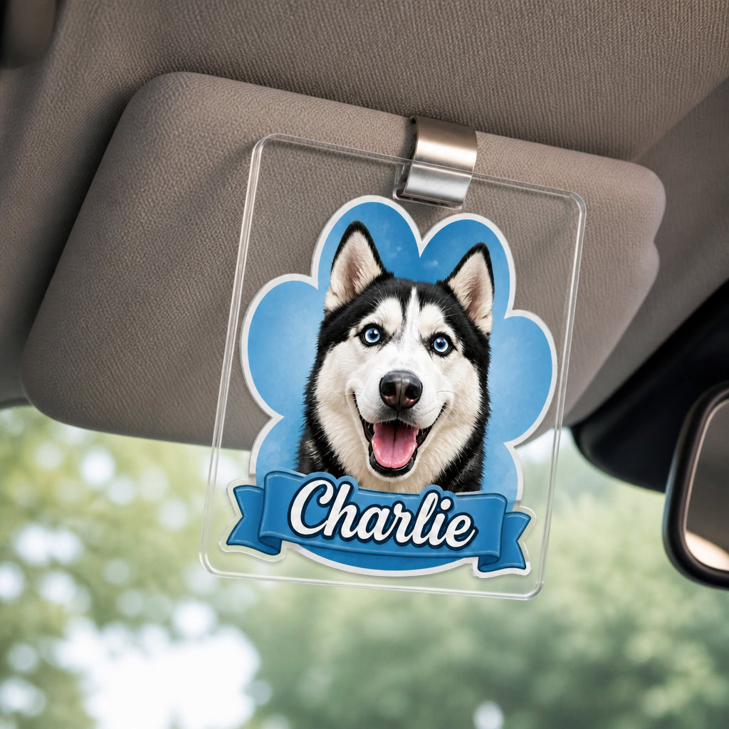 Custom Dog Portrait Car Visor Clip – Paw Badge With Name - Personalized Car Visor Clip f059620a-0a07-44d7-b319-193081cbe863.jpg