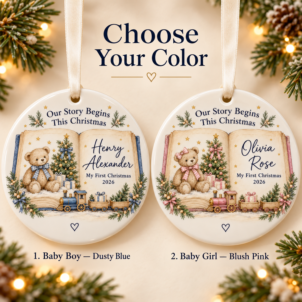 Personalized Baby’s First Christmas Ornament 2026, Storybook Teddy Bear & Train, Custom Name Keepsake, Gift for New Parents f08c033b-8c7e-436b-a95b-1293bcc202a8-Baby-s-First-Christmas-Ornament-Color-Options-1.png