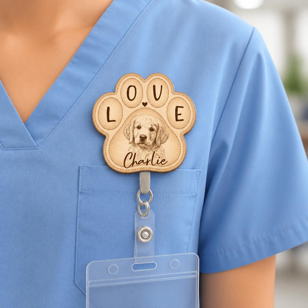 Custom Pet Photo LOVE Badge Reel – Line Art Portrait - Personalized Custom Shape Badge Reel f08c7666-005e-4459-9474-f55e98b14d28.png