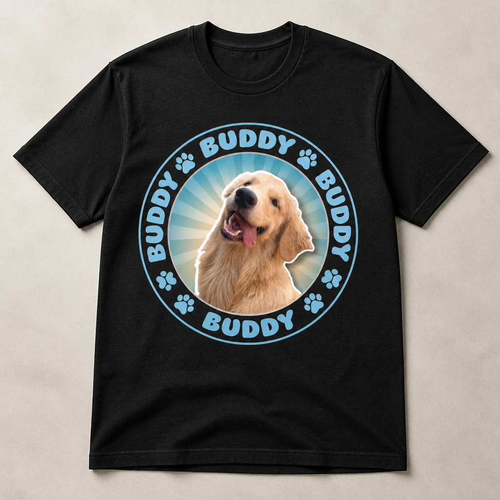 Custom Pet Photo + Name Ring Badge Tee - Personalized T-shirt f08faa1c-fa69-4e4d-b7da-5e3a88635ea5.png