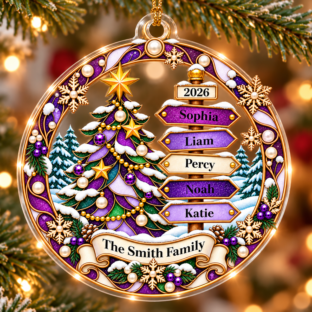 Family Name Sign Post 2D Flat Printed - Personalized Acrylic Ornament - Christmas Tree Decor For Family f0ad7740-3e1a-4bed-883b-a04f91c6b5f4-4.png