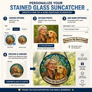 Custom Stained-Glass Style Pet & Owner Suncatcher - Personalized Suncatcher Stained Glass f0b319fc-227b-4380-8685-7c599aa4c6a3.jpg