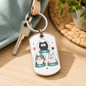 Custom Cat Person Double‑Sided Stainless Steel Keychain – Cartoon Pet Portraits & Names - Personalized Stainless Steel Keychain f0be504f-0869-4437-a7cc-92b005fa9f8f.jpg