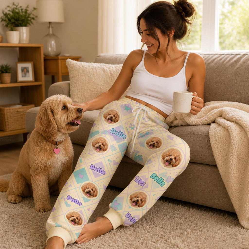 Custom Pet Photo + Name Sweatpants – Retro Diamond Pattern - Personalized Sweatpants f0f79840-f88b-420f-990e-2b2432ba239e.jpg