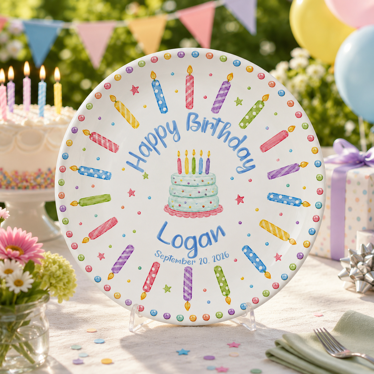 Personalized Birthday Plate, Custom Cake Candle Plate, Colorful Birthday, Kids Birthday Gift, Party Plate, Birthday Serving Tray f0f9f4a4-0a23-4c54-bf9a-08b679dc3bee-1.png