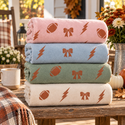 Football Blanket, Game Day Flannel Throw, Coquette Bow Football Blanket, Sports Fan Gift, Football Mom Gift, Cozy Stadium Throw f1074840-54a5-4a03-8c8c-5fb844ddbf83-d579d8f0-22ca-4ce3-94f3-a25bd8339141.png