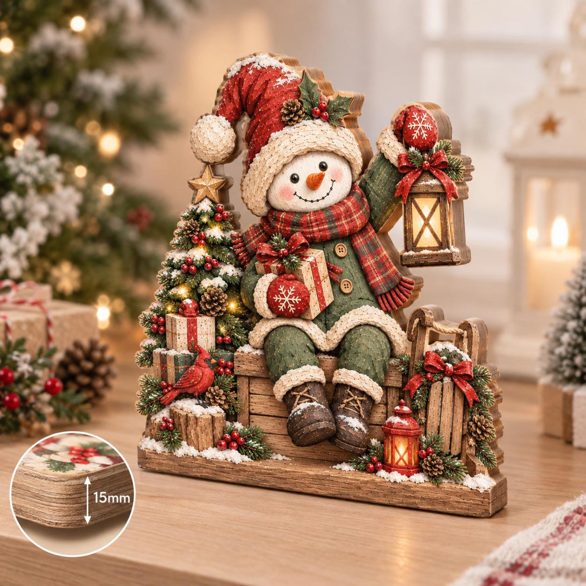 Christmas Snowman Wooden Block, Rustic Holiday Tabletop Sign, Rustic Wooden Snowman Christmas Decor, Winter Mantel Shelf Decoration f14532fc-8bc1-444e-9dbb-6c32073283fd-4.jpg
