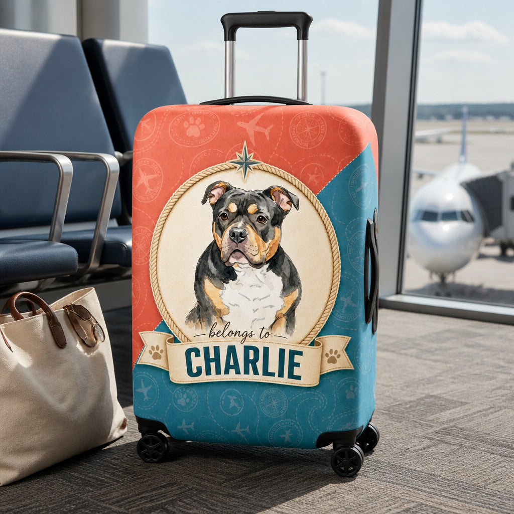 Custom Pet Portrait Luggage Cover – Retro Travel Badge - Personalized Luggage Cover f178fa68-260d-432e-8982-b60791c55fe6.jpg