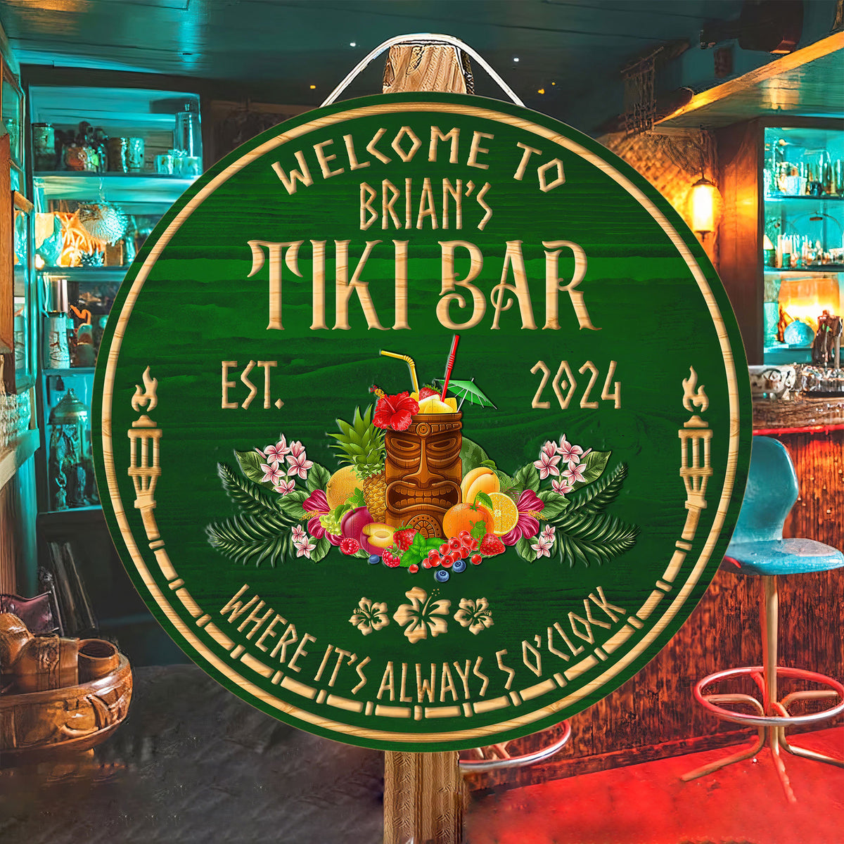Personalized Tiki Bar Sign, Round Wood Decor for Outdoor Bar f18ee55b-44c9-488d-8ee9-a9807f442e56-2.jpg