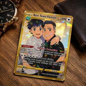 Custom Father Son Card, Personalized Dad and Son Portrait, Trading Card Gift for Father s Day, Family Keepsake