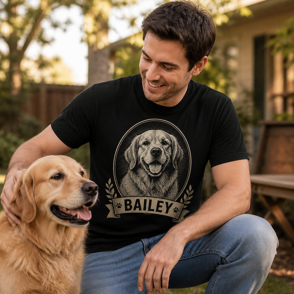Custom Pet Portrait Name Tee – Etched Vintage Style - Personalized T-shirt f1a6d4f8-7c35-43d6-8b00-3da1df453ec9.jpg
