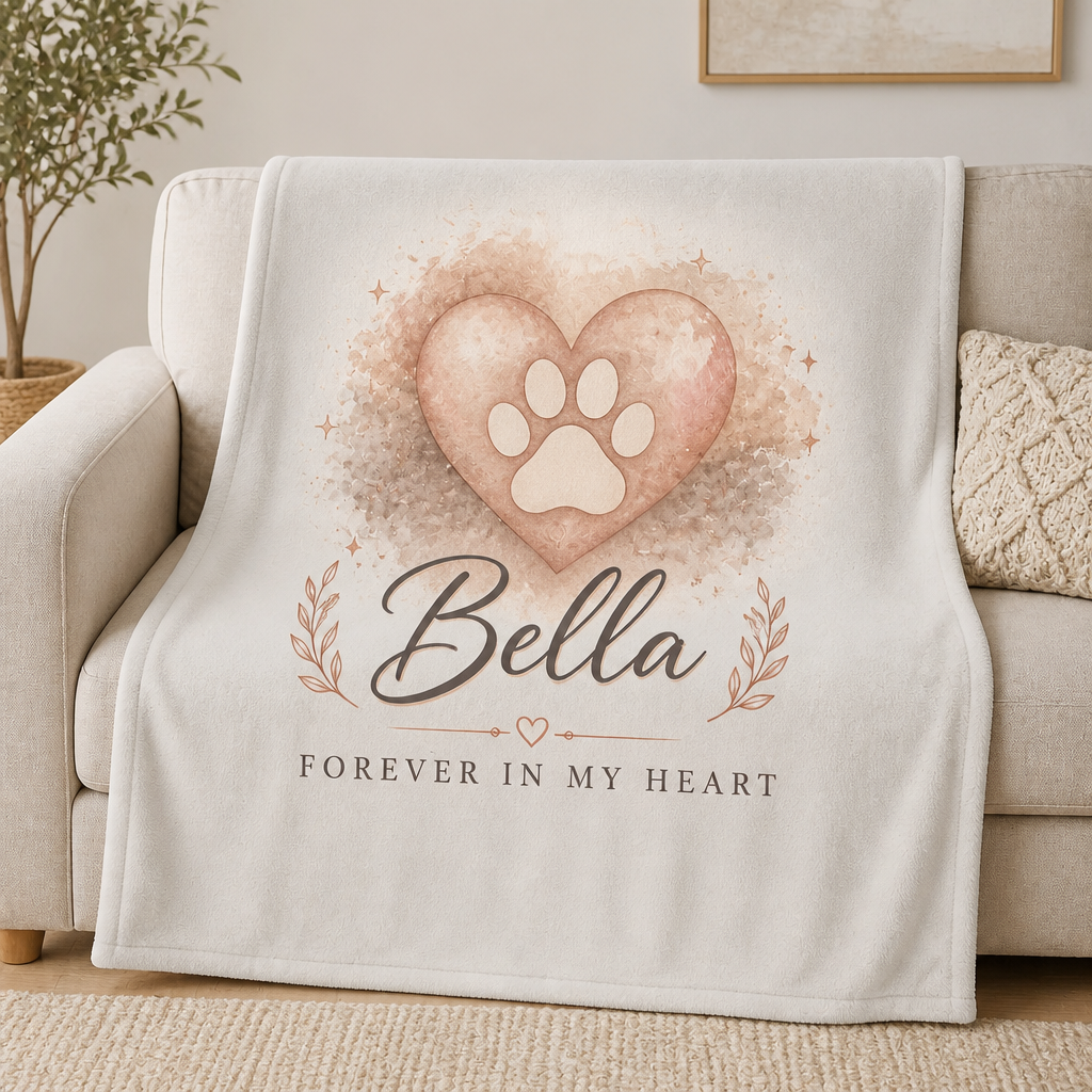 Pet Memorial Name Blanket – Forever in My Heart - Personalized Blanket f1aac73a-83b9-404c-9ad0-93359cabfb9a.png