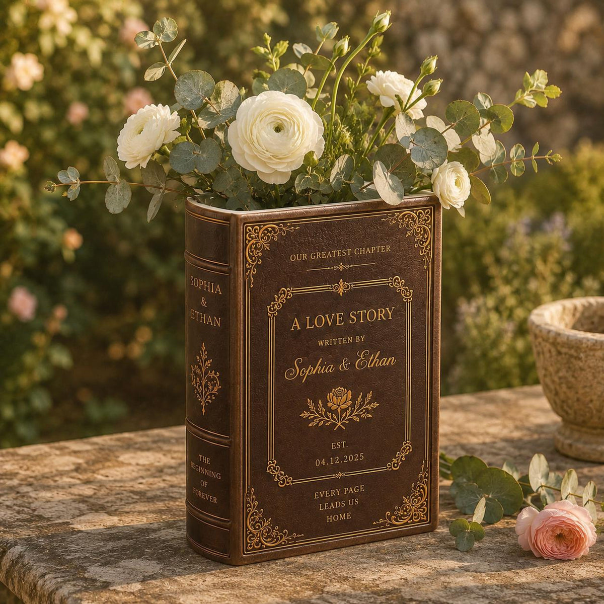 Custom Vintage Ceramic Book Vase, Personalised Wedding Gift for Couple, Bridal Shower Gift, Engagement Gifts, Wedding Gift, Bridesmaid Gift f1bbed3b-4fc3-442a-b5fc-c919cf75966c-1.jpg