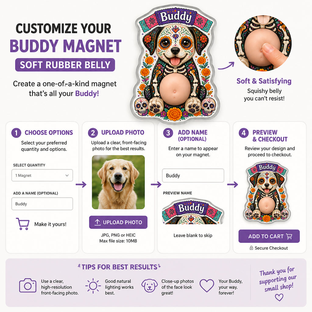 Personalized Day of the Dead Pet Magnet – Photo-to-Art + Name - Personalized Acrylic Refrigerator Magnet - Soft Rubber Belly f1c1e210-8551-4fa2-8711-e7bb449a6e71.jpg