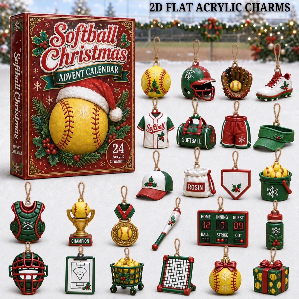 Softball Christmas Advent Calendar 2026 - 24-Day Festive Countdown, Acrylic Charms Blind Box - Gift For Softball Lovers f1d772ca-a314-4bab-abe8-2326cf3a0186-softball-text.png