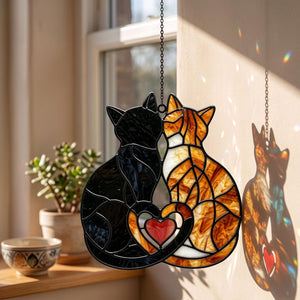 Charming Black Orange Cat Couple Acrylic Suncatcher, Stained Glass Pet Window Hanging Ornament, Cat Lover Window Hanging Decor, Mom's Gift f2038100-d64c-42e8-8e54-50666c8fffd8-5.jpg