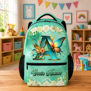 Girls Backpack - Personalized Butterfly Backpacks with Name/Initials for Kids Toddlers - Custom Bookbag Gifts for Daughter/Child - Lightweight School Bag for Kindergarten/Preschool/Elementary