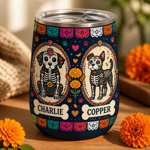 Sugar Skull Dogs Wine Tumbler – Personalized Pet Names - Personalized Wine Tumbler f22020c5-84ba-4cd7-a606-ba4713dbf52a.jpg