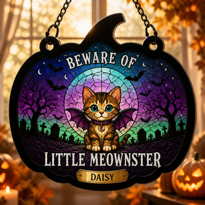 Beware of Little Meownster – Halloween Cat Suncatcher (Name) - Personalized Suncatcher Stained Glass f2437ee8-18b7-43ee-8e08-c2b3bdbb8dbe.png