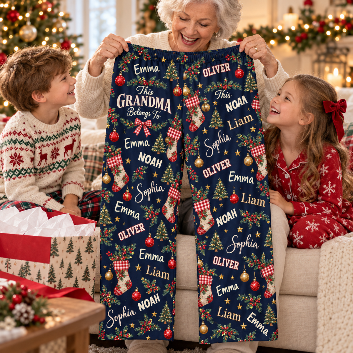 Personalized Grandma and Grandpa Christmas Pajama Pants – Custom Grandkids Names, Vintage Holiday Sleepwear, Christmas Gift for Grandparents f244e5c0-067d-4de0-8599-b8740179bfbc-Grandma-s-personalized-Christmas-pajama-gift.png