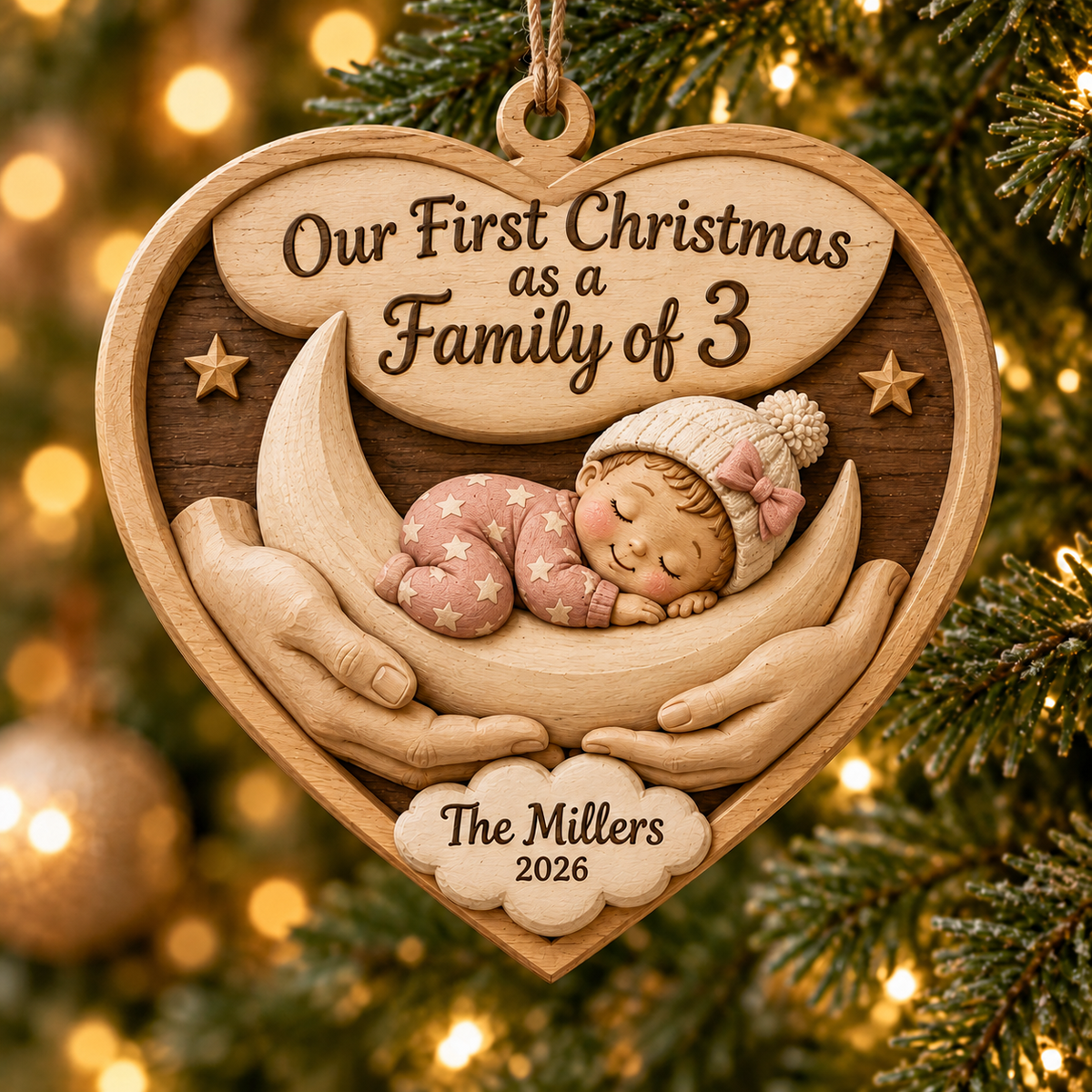 Personalized First Christmas as a Family of 3 Ornament 2026 – Baby Girl’s First Christmas Keepsake, Custom Family Name, Gift for New Parents f258586c-609e-4bb0-ada1-38b5c605fe36-Baby-Girl-s-First-Christmas-Ornament.png