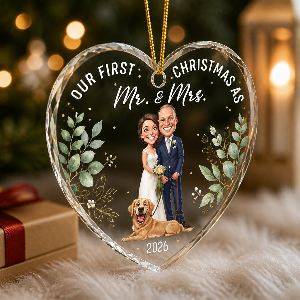 Our First Christmas as Mr. & Mrs. – Custom Portrait Heart Acrylic Ornament - Personalized Transparent Acrylic Ornament f25f23b6-a846-4ccc-872d-c0ff994d6642.jpg