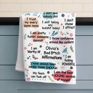 Girl's Affirmations Daily Reminder - Personalized Name Waffle Weave Kitchen Towel, Housewarming Gift f270a37f-f1dd-452f-9488-122c6b051a6f-2-3-.png