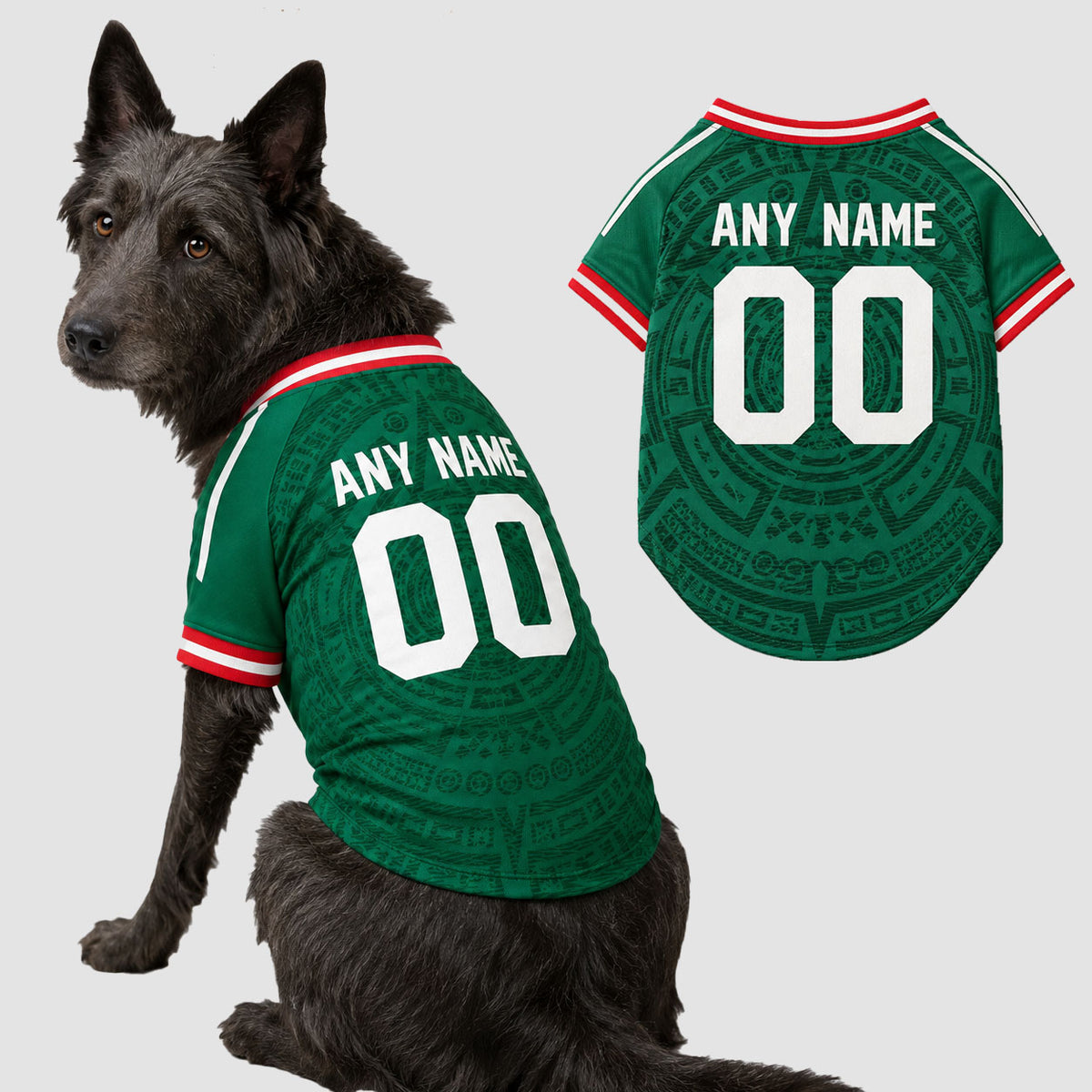 Mexico Dog Tshirt Pet Clothes Jersey Style Custom Name and Number Pet Clothes Gifts